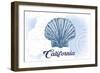 California - Scallop Shell - Blue - Coastal Icon-Lantern Press-Framed Art Print