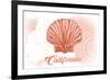 California - Scallop Shell - Coral - Coastal Icon-Lantern Press-Framed Premium Giclee Print
