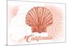 California - Scallop Shell - Coral - Coastal Icon-Lantern Press-Mounted Premium Giclee Print