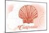 California - Scallop Shell - Coral - Coastal Icon-Lantern Press-Mounted Art Print
