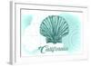 California - Scallop Shell - Teal - Coastal Icon-Lantern Press-Framed Art Print