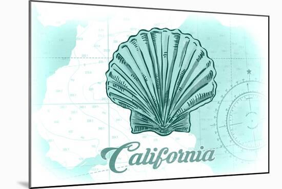 California - Scallop Shell - Teal - Coastal Icon-Lantern Press-Mounted Art Print