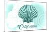 California - Scallop Shell - Teal - Coastal Icon-Lantern Press-Mounted Art Print