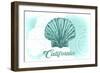 California - Scallop Shell - Teal - Coastal Icon-Lantern Press-Framed Art Print