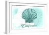 California - Scallop Shell - Teal - Coastal Icon-Lantern Press-Framed Art Print