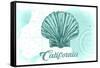 California - Scallop Shell - Teal - Coastal Icon-Lantern Press-Framed Stretched Canvas