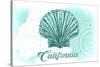 California - Scallop Shell - Teal - Coastal Icon-Lantern Press-Stretched Canvas