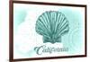 California - Scallop Shell - Teal - Coastal Icon-Lantern Press-Framed Art Print