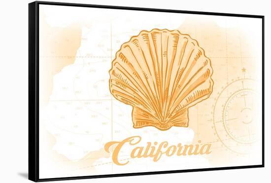 California - Scallop Shell - Yellow - Coastal Icon-Lantern Press-Framed Stretched Canvas