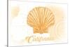 California - Scallop Shell - Yellow - Coastal Icon-Lantern Press-Stretched Canvas