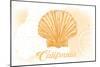 California - Scallop Shell - Yellow - Coastal Icon-Lantern Press-Mounted Art Print