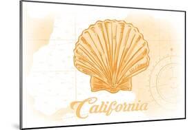 California - Scallop Shell - Yellow - Coastal Icon-Lantern Press-Mounted Art Print