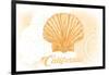 California - Scallop Shell - Yellow - Coastal Icon-Lantern Press-Framed Art Print