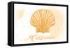 California - Scallop Shell - Yellow - Coastal Icon-Lantern Press-Framed Stretched Canvas