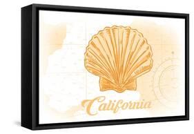 California - Scallop Shell - Yellow - Coastal Icon-Lantern Press-Framed Stretched Canvas