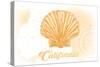 California - Scallop Shell - Yellow - Coastal Icon-Lantern Press-Stretched Canvas