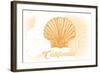 California - Scallop Shell - Yellow - Coastal Icon-Lantern Press-Framed Art Print