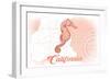 California - Seahorse - Coral - Coastal Icon-Lantern Press-Framed Art Print