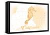 California - Seahorse - Yellow - Coastal Icon-Lantern Press-Framed Stretched Canvas