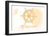 California - Ship Wheel - Yellow - Coastal Icon-Lantern Press-Framed Art Print