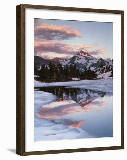 California, Sierra Nevada, Dana Peak Reflecting in a Frozen Lake-Christopher Talbot Frank-Framed Photographic Print