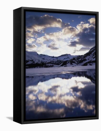 California, Sierra Nevada, Inyo Nf, a Frozen Ellery Lake and Clouds-Christopher Talbot Frank-Framed Stretched Canvas