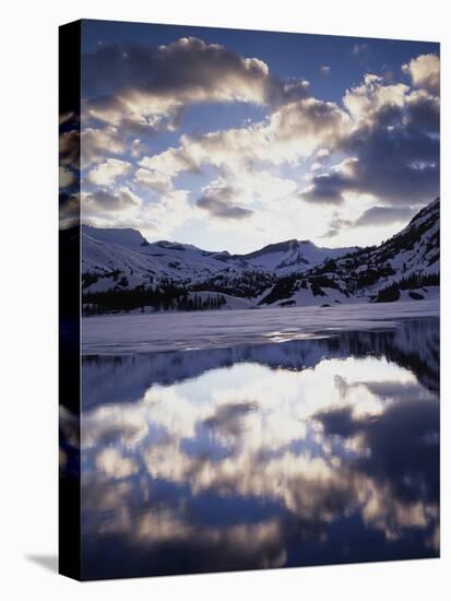 California, Sierra Nevada, Inyo Nf, a Frozen Ellery Lake and Clouds-Christopher Talbot Frank-Stretched Canvas