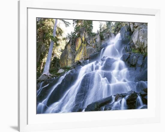 California, Sierra Nevada Mountains. a Waterfall and Rocks-Christopher Talbot Frank-Framed Photographic Print