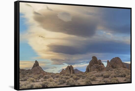 California, Sierra Nevada Mountains. Clouds over the Alabama Hills-Don Paulson-Framed Stretched Canvas