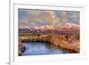 California, Sierra Nevada Mountains. Moon over Mountains and Owens River-Jaynes Gallery-Framed Photographic Print