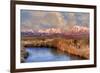 California, Sierra Nevada Mountains. Moon over Mountains and Owens River-Jaynes Gallery-Framed Photographic Print