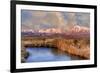 California, Sierra Nevada Mountains. Moon over Mountains and Owens River-Jaynes Gallery-Framed Photographic Print