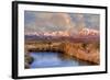 California, Sierra Nevada Mountains. Moon over Mountains and Owens River-Jaynes Gallery-Framed Photographic Print