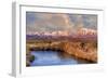 California, Sierra Nevada Mountains. Moon over Mountains and Owens River-Jaynes Gallery-Framed Photographic Print