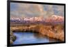 California, Sierra Nevada Mountains. Moon over Mountains and Owens River-Jaynes Gallery-Framed Photographic Print