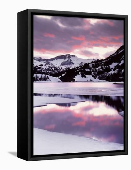 California, Sierra Nevada, Sunset, Mountains Reflecting on Ellery Lake-Christopher Talbot Frank-Framed Stretched Canvas