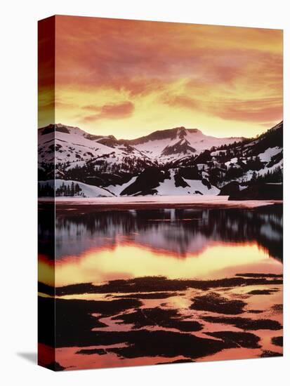 California, Sierra Nevada, Sunset, Mountains Reflecting on Ellery Lake-Christopher Talbot Frank-Stretched Canvas