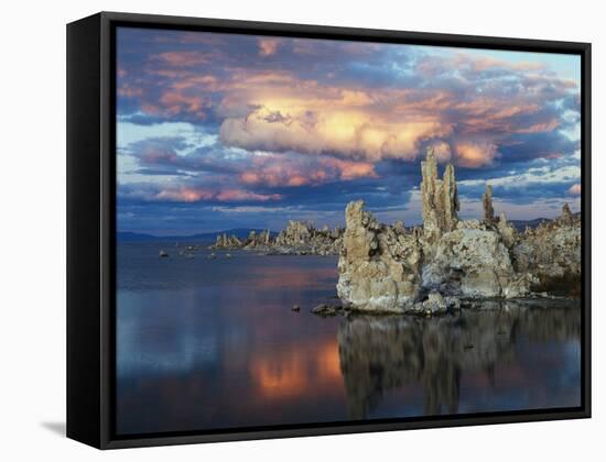 California, Sierra Nevada, Tufa Formations Reflecting in Mono Lake-Christopher Talbot Frank-Framed Stretched Canvas