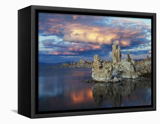 California, Sierra Nevada, Tufa Formations Reflecting in Mono Lake-Christopher Talbot Frank-Framed Stretched Canvas
