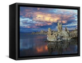 California, Sierra Nevada, Tufa Formations Reflecting in Mono Lake-Christopher Talbot Frank-Framed Stretched Canvas