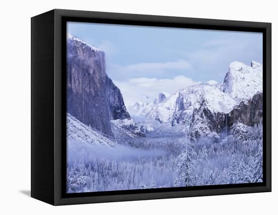 California, Sierra Nevada, Yosemite National Park, Yosemite Valley in Winter-Christopher Talbot Frank-Framed Stretched Canvas