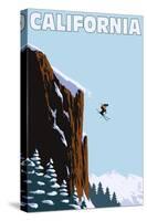 California - Skier Jumping-Lantern Press-Stretched Canvas
