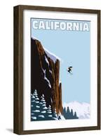 California - Skier Jumping-Lantern Press-Framed Art Print