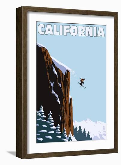 California - Skier Jumping-Lantern Press-Framed Art Print
