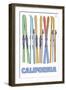 California - Skis in Snow-Lantern Press-Framed Art Print