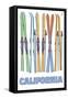 California - Skis in Snow-Lantern Press-Framed Stretched Canvas