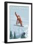 California - Snowboarder Jumping-Lantern Press-Framed Art Print