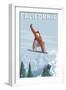 California - Snowboarder Jumping-Lantern Press-Framed Art Print