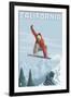 California - Snowboarder Jumping-Lantern Press-Framed Art Print