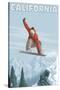 California - Snowboarder Jumping-Lantern Press-Stretched Canvas